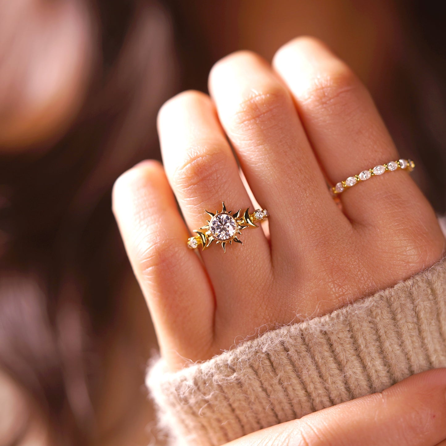 Round Cut Nature Inspired Lab-Grown Diamond Engagement Ring