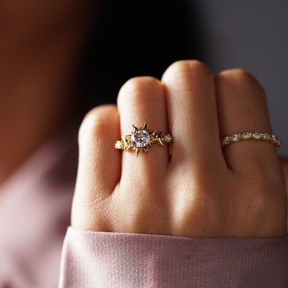 Round Cut Nature Inspired Lab-Grown Diamond Engagement Ring