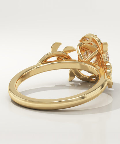 Round Cut Nature Inspired Lab-Grown Diamond Engagement Ring