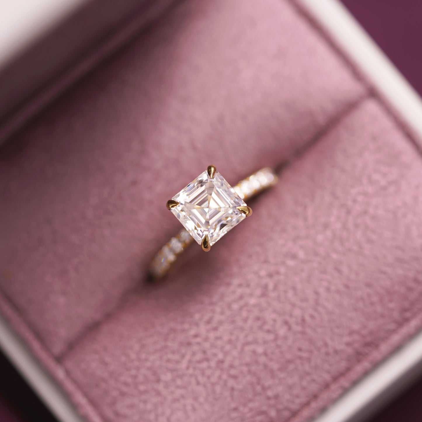 Asscher Cut Pave Lab-Grown Diamond Engagement Ring