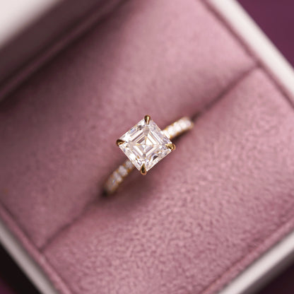 Asscher Cut Pave Lab-Grown Diamond Engagement Ring