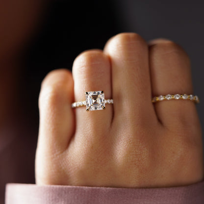 Asscher Cut Pave Lab-Grown Diamond Engagement Ring