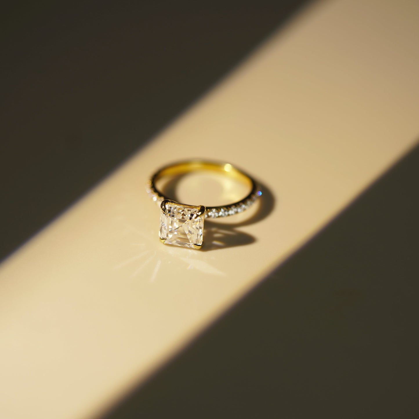 Asscher Cut Pave Lab-Grown Diamond Engagement Ring
