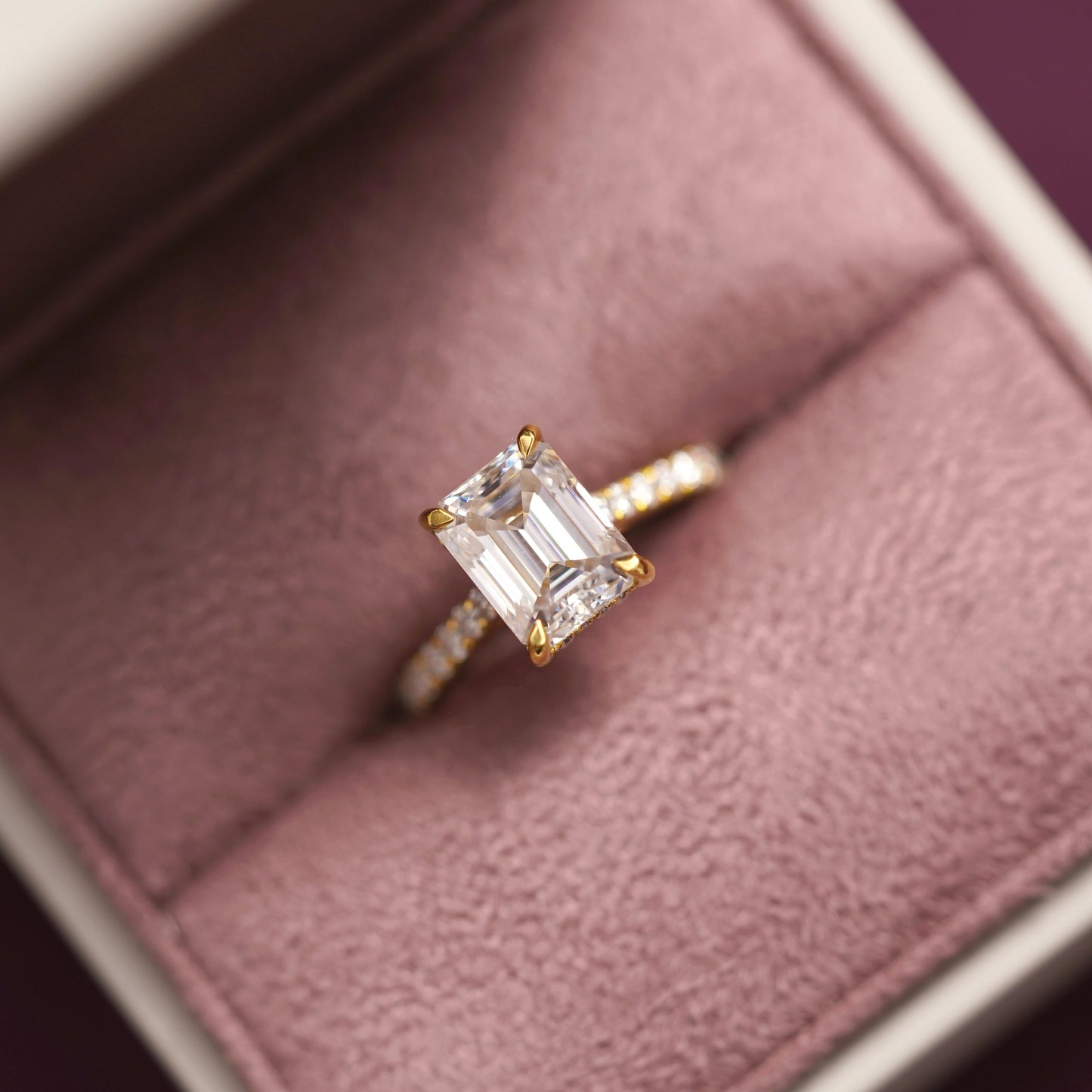 Emerald Cut Hidden Halo & Pave Cathedral Lab-Grown Diamond Engagement Ring