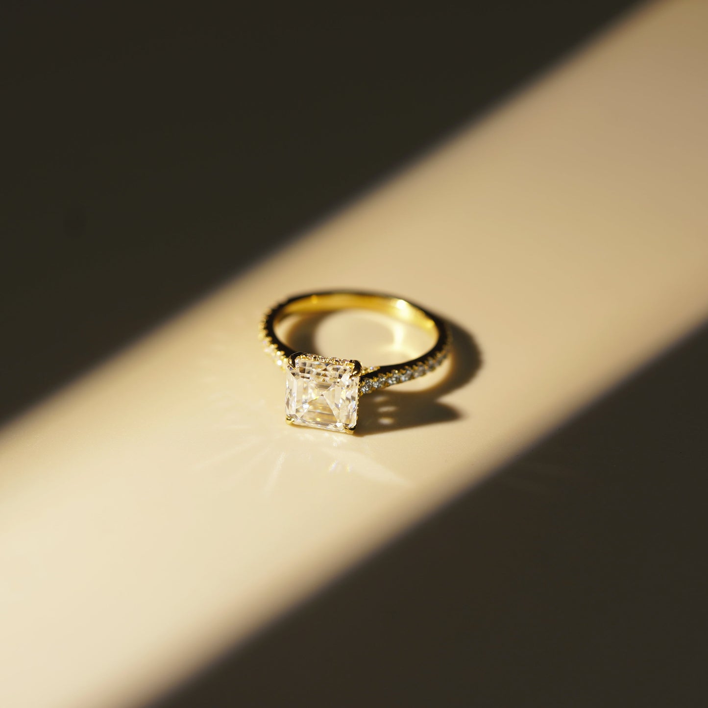 Asscher Cut Hidden Halo & Pave Cathedral Lab-Grown Diamond Engagement Ring