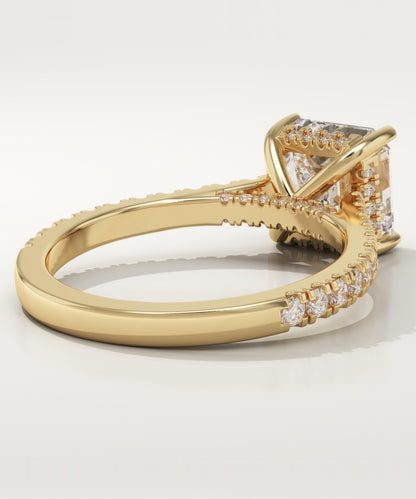 Asscher Cut Hidden Halo & Pave Cathedral Lab-Grown Diamond Engagement Ring