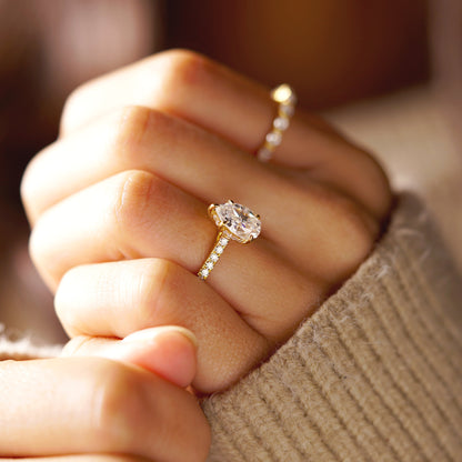 Pear Cut Hidden Halo & Pave Cathedral Lab-Grown Diamond Engagement Ring