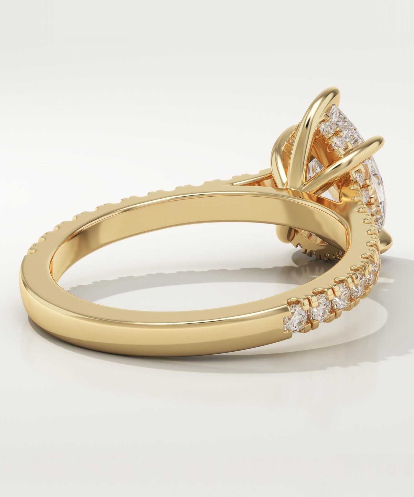 Pear Cut Hidden Halo & Pave Cathedral Lab-Grown Diamond Engagement Ring