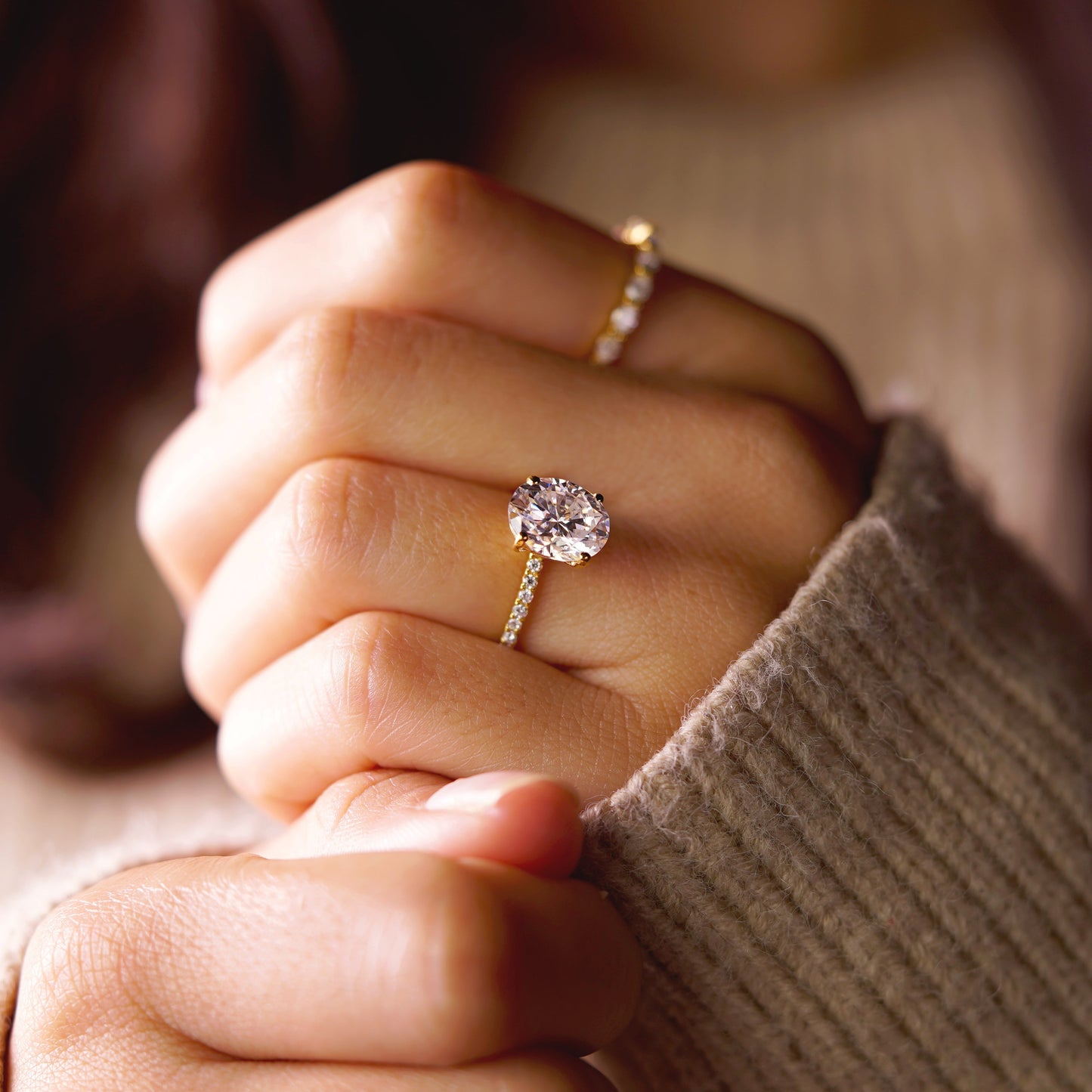 Round Cut Pave Cathedral Lab-Grown Diamond Engagement Ring