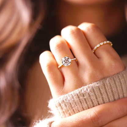 Round Cut Pave Cathedral Lab-Grown Diamond Engagement Ring