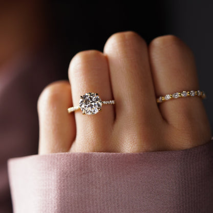 Round Cut Pave Cathedral Lab-Grown Diamond Engagement Ring