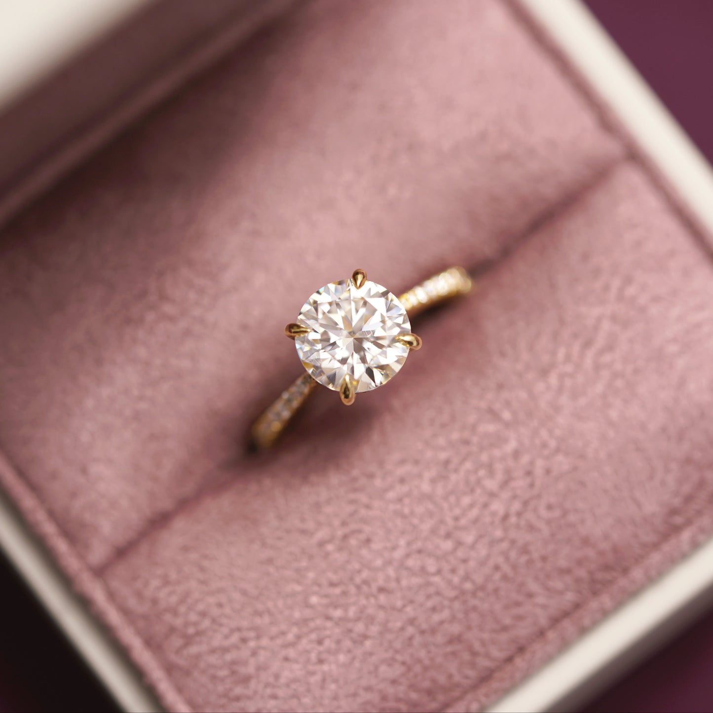 Round Cut Pave Cathedral Lab-Grown Diamond Engagement Ring
