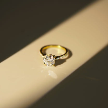 Round Cut Pave Cathedral Lab-Grown Diamond Engagement Ring