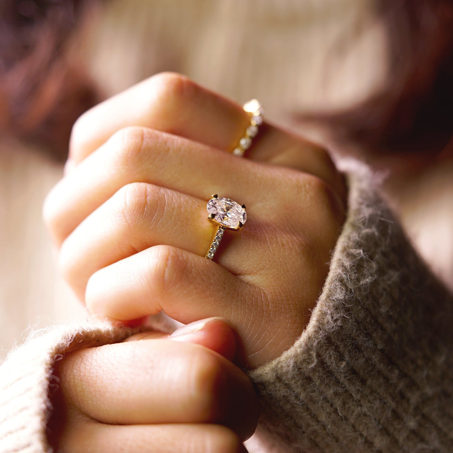 Oval Cut Pave Lab-Grown Diamond Engagement Ring