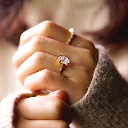Oval Cut Pave Lab-Grown Diamond Engagement Ring