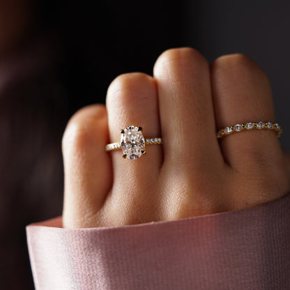 Oval Cut Pave Lab-Grown Diamond Engagement Ring