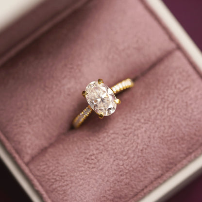 Oval Cut Pave Lab-Grown Diamond Engagement Ring