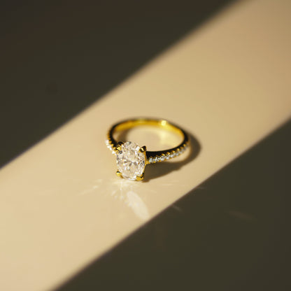 Oval Cut Pave Lab-Grown Diamond Engagement Ring