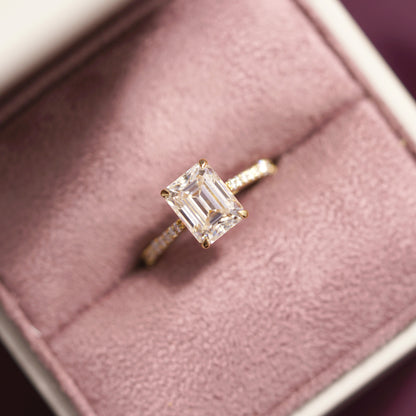 Emerald Cut Pave Cathedral Lab-Grown Diamond Engagement Ring