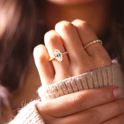 Marquise Cut Pave Cathedral Lab-Grown Diamond Engagement Ring