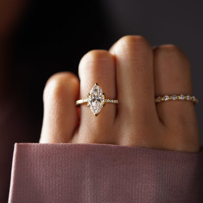 Marquise Cut Pave Cathedral Lab-Grown Diamond Engagement Ring