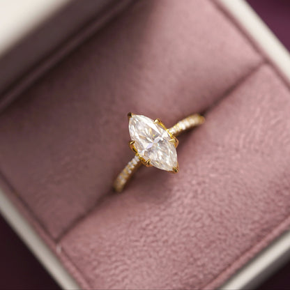 Marquise Cut Pave Cathedral Lab-Grown Diamond Engagement Ring