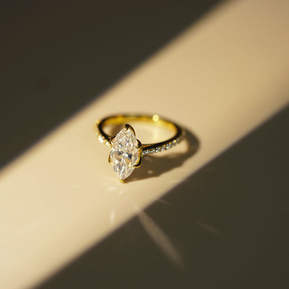 Marquise Cut Pave Cathedral Lab-Grown Diamond Engagement Ring