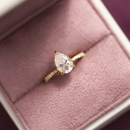 Pear Cut Pave Cathedral Lab-Grown Diamond Engagement Ring