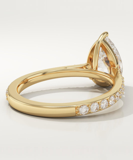 Pear Cut Pave Cathedral Lab-Grown Diamond Engagement Ring