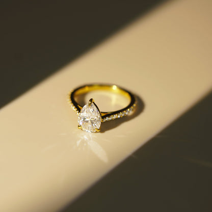 Pear Cut Pave Cathedral Lab-Grown Diamond Engagement Ring