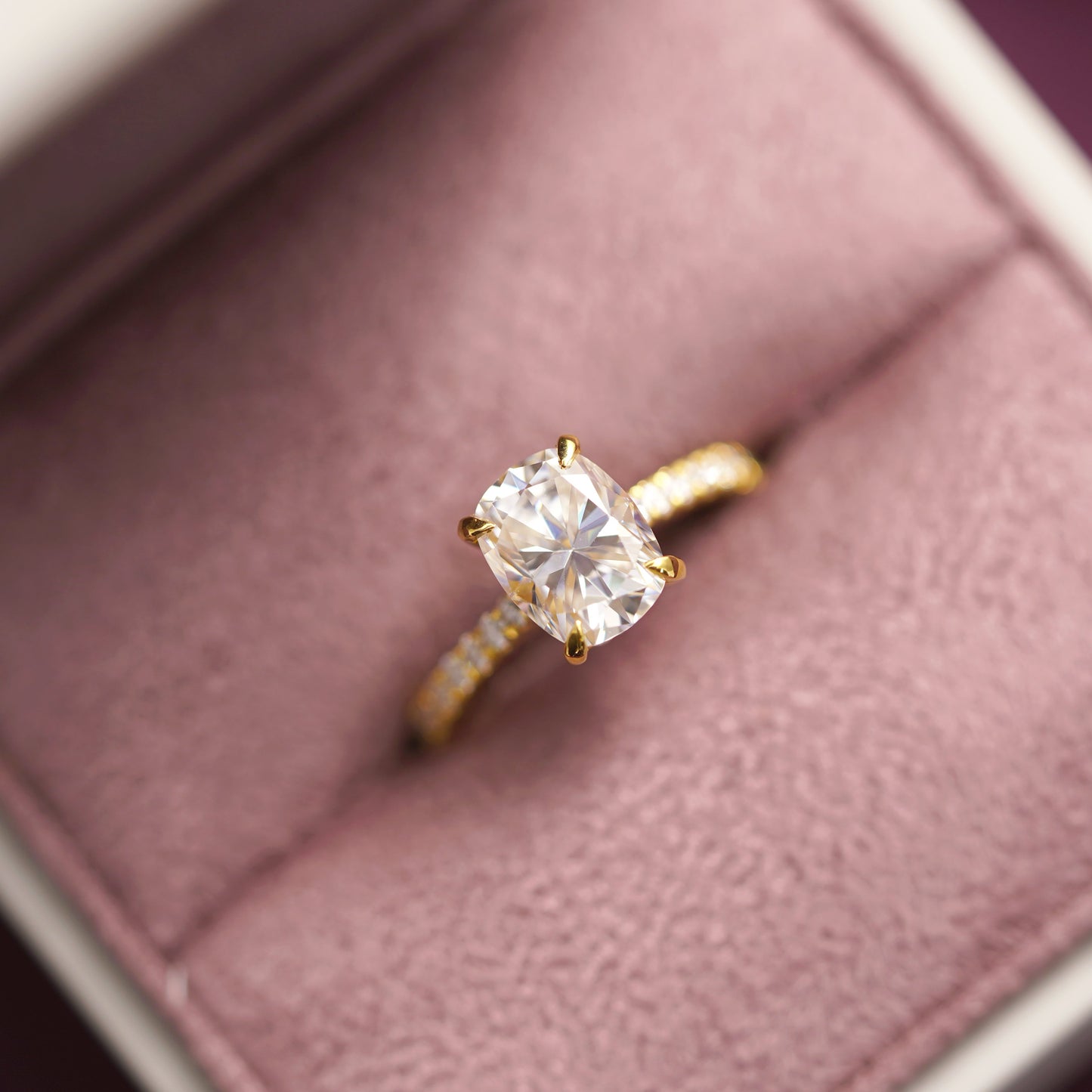 Elongated Cushion Cut Pave Cathedral Lab-Grown Diamond Engagement Ring
