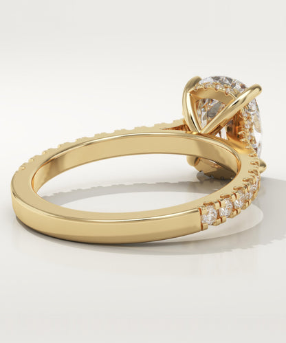 Elongated Cushion Cut Pave Cathedral Lab-Grown Diamond Engagement Ring