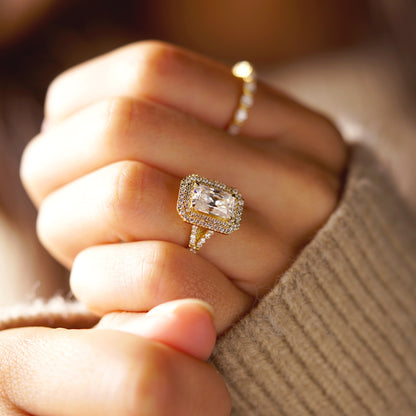 Radiant Cut Double Halo & Pave Split Shank Lab-Grown Diamond Engagement Ring