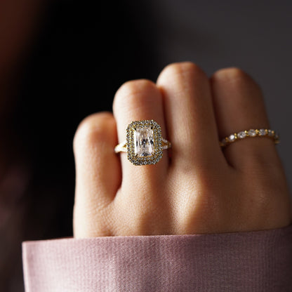 Radiant Cut Double Halo & Pave Split Shank Lab-Grown Diamond Engagement Ring