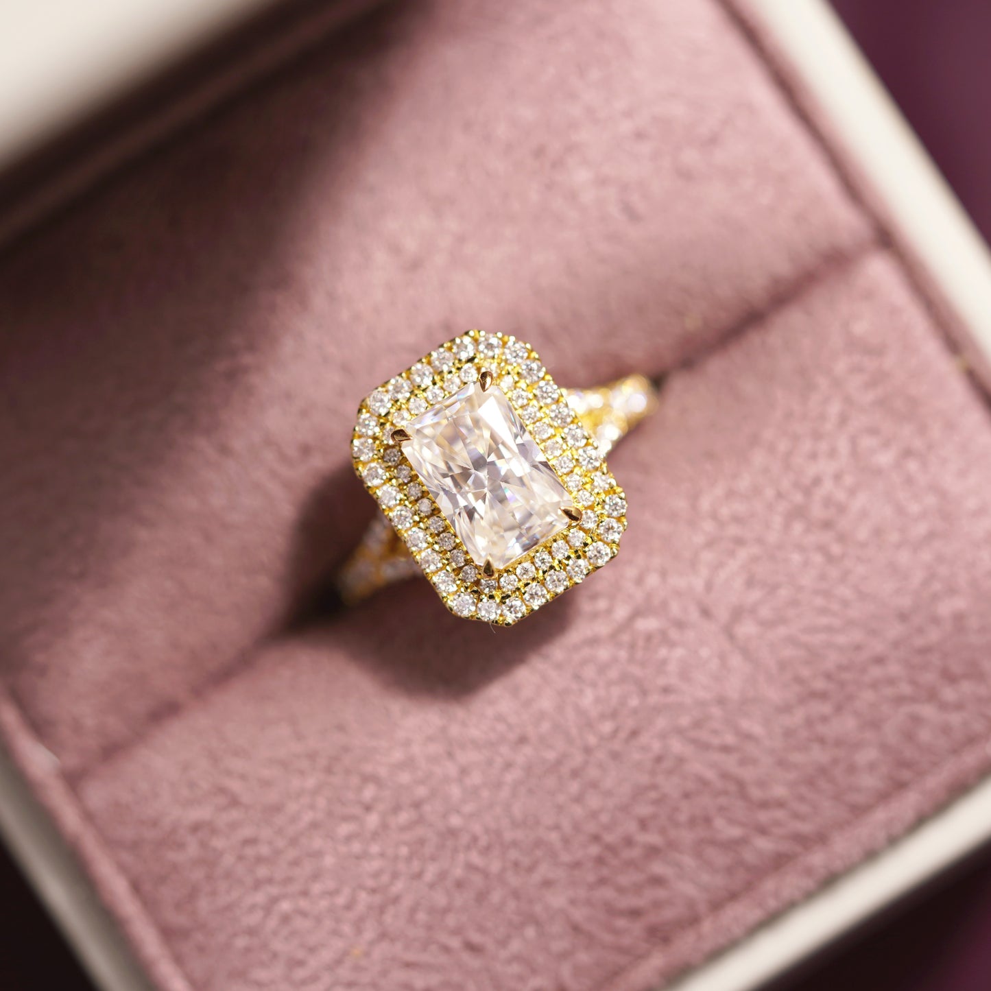 Radiant Cut Double Halo & Pave Split Shank Lab-Grown Diamond Engagement Ring