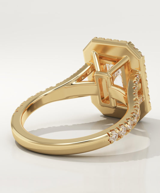 Radiant Cut Double Halo & Pave Split Shank Lab-Grown Diamond Engagement Ring