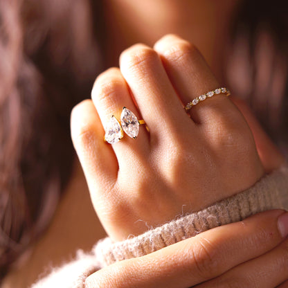 3.5 TCW Marquise & Pear Cut Toi Et Moi Lab-Grown Diamond Engagement Ring