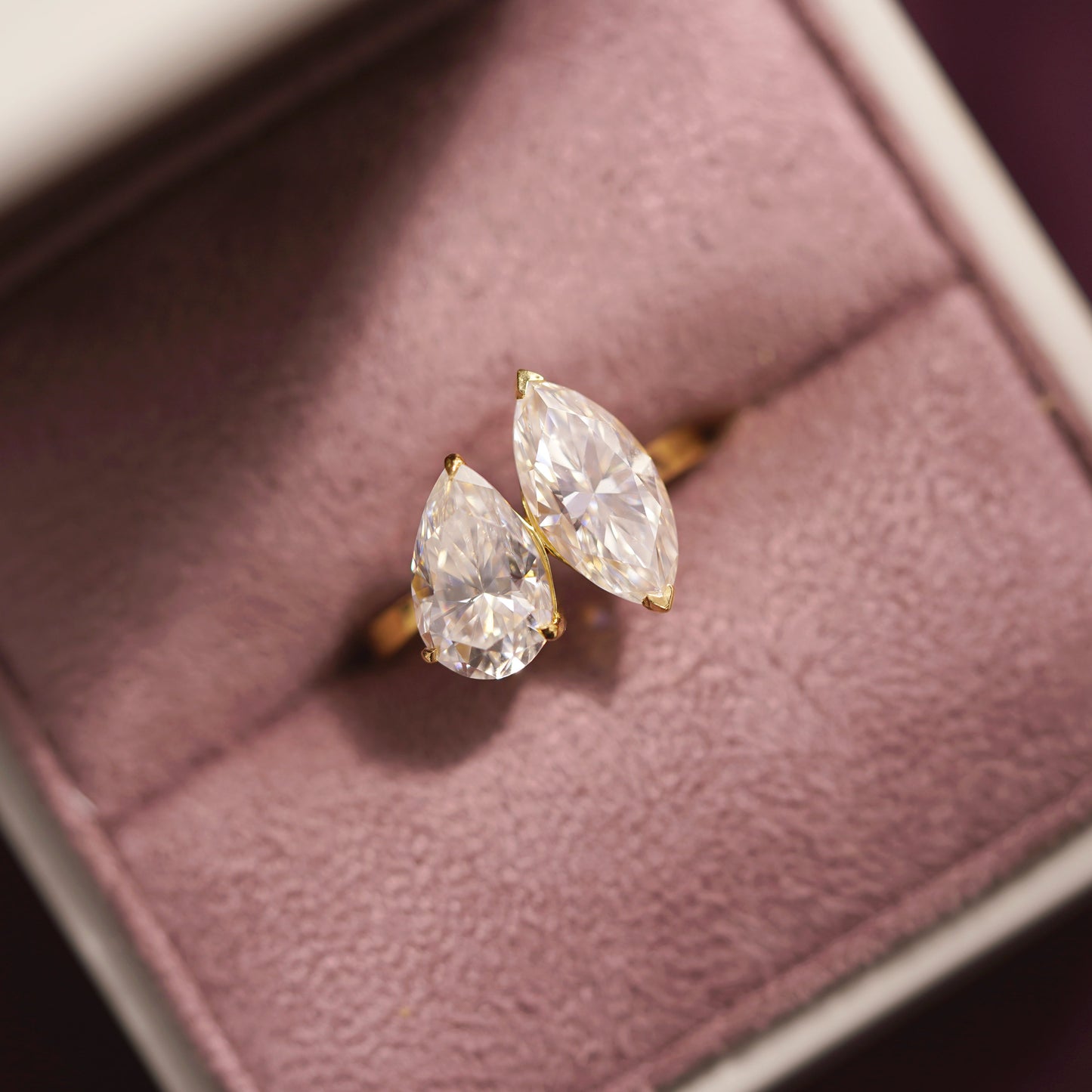 3.5 TCW Marquise & Pear Cut Toi Et Moi Lab-Grown Diamond Engagement Ring