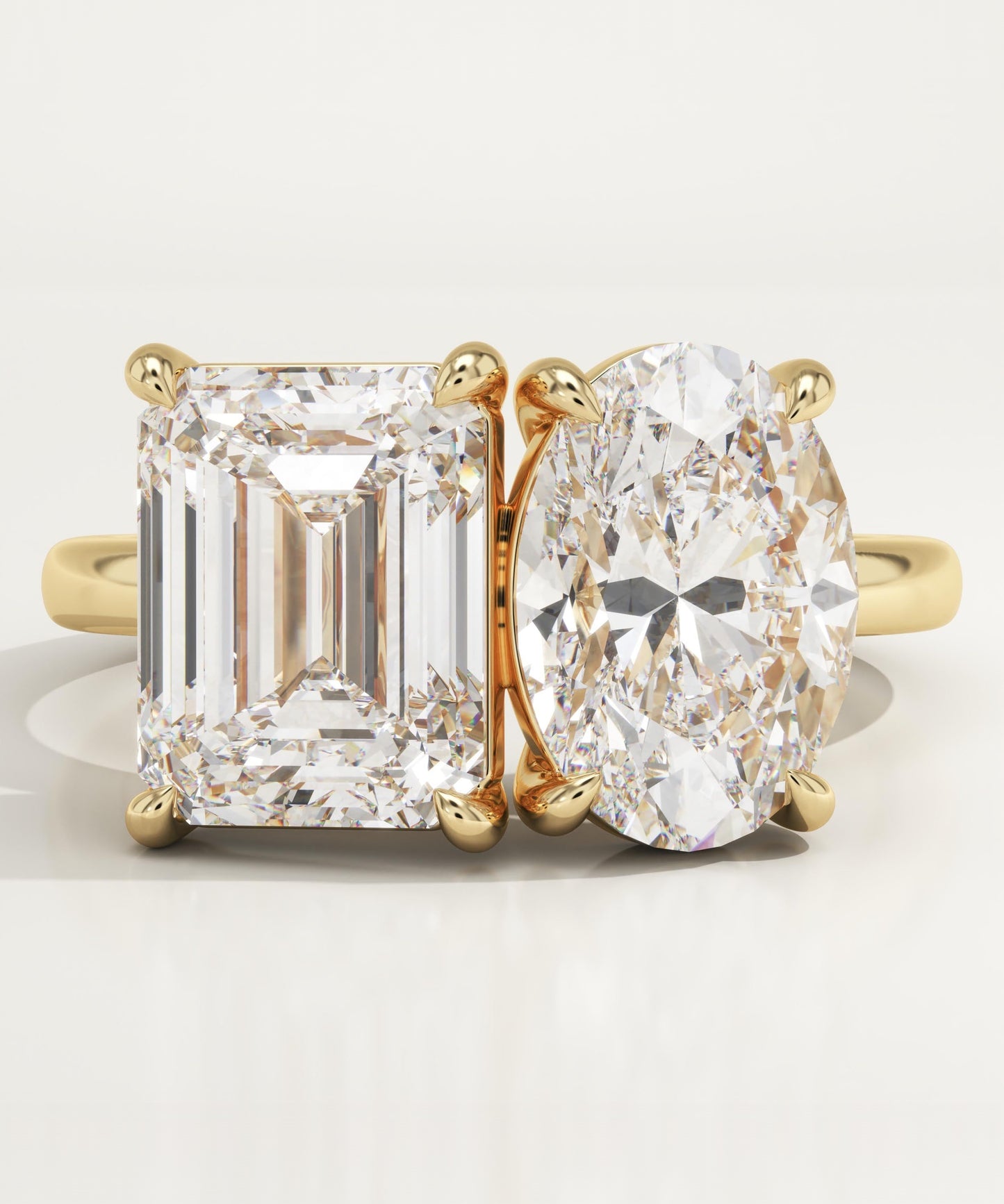 4.5 TCW Emerald & Oval Cut Toi Et Moi Lab-Grown Diamond Engagement Ring