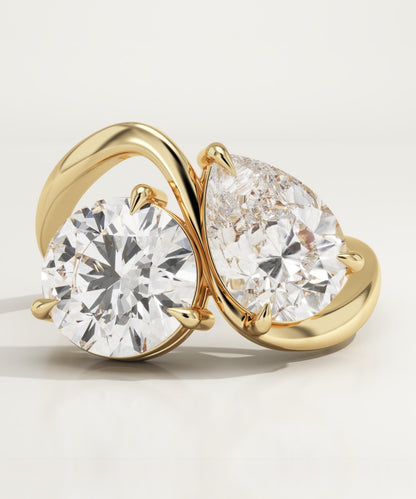 4 TCW Round & Pear Cut Toi Et Moi Lab-Grown Diamond Engagement Ring