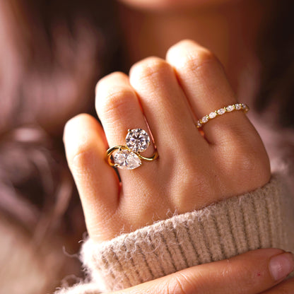 4 TCW Round & Pear Cut Toi Et Moi Lab-Grown Diamond Engagement Ring