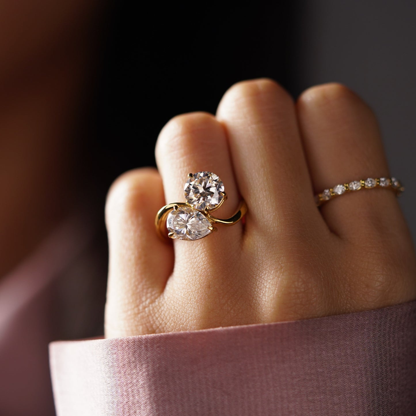 4 TCW Round & Pear Cut Toi Et Moi Lab-Grown Diamond Engagement Ring