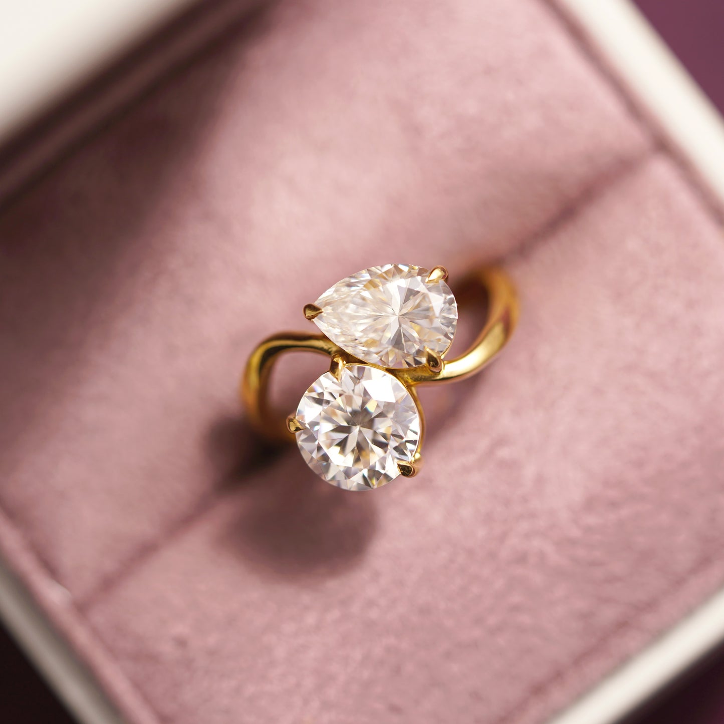 4 TCW Round & Pear Cut Toi Et Moi Lab-Grown Diamond Engagement Ring