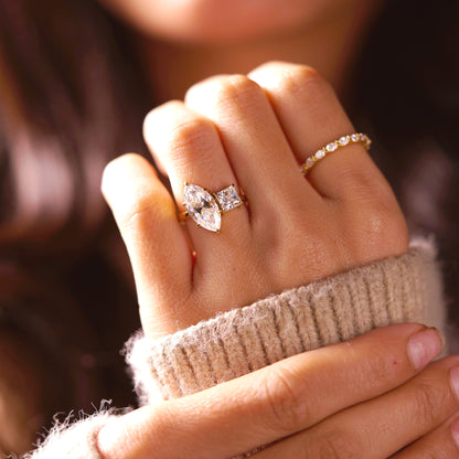 3 TCW Princess & Marquise Cut Toi Et Moi Lab-Grown Diamond Engagement Ring