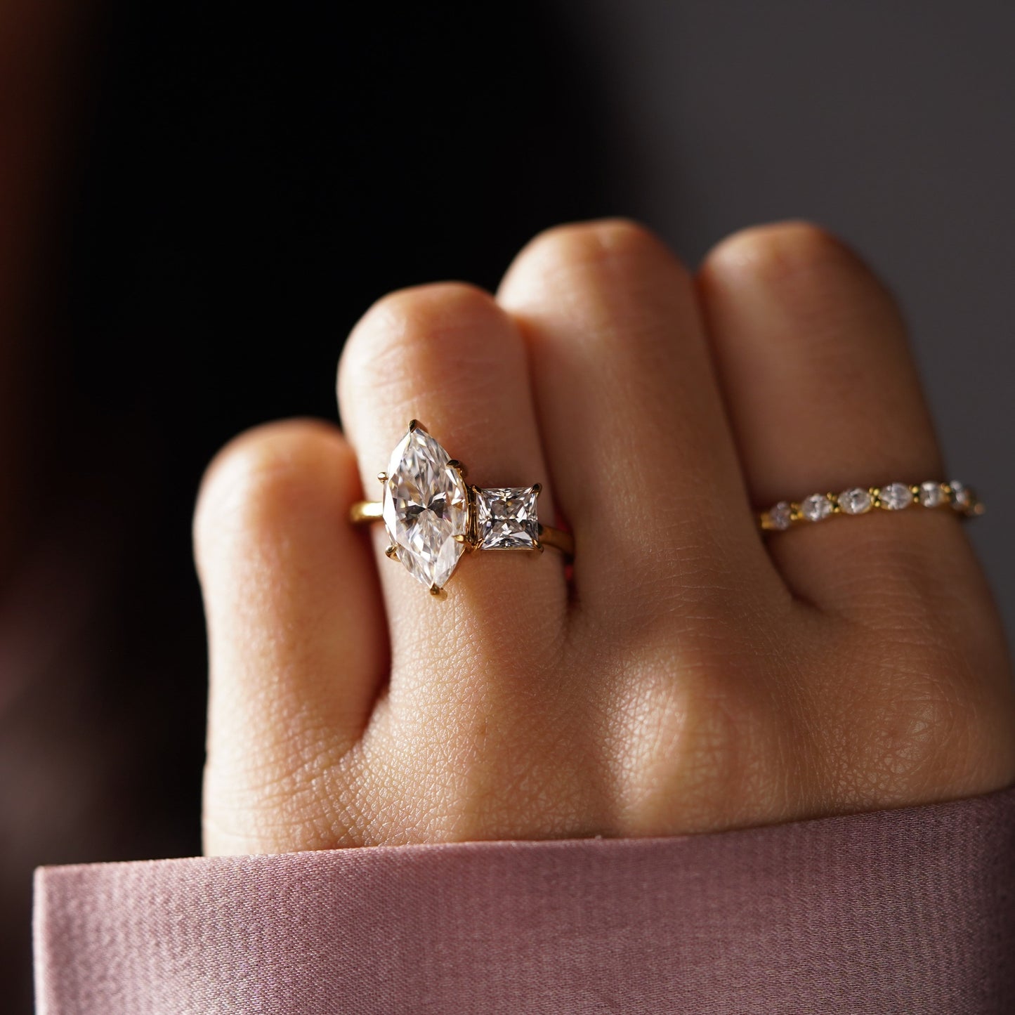 3 TCW Princess & Marquise Cut Toi Et Moi Lab-Grown Diamond Engagement Ring