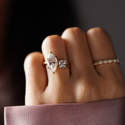 3 TCW Princess & Marquise Cut Toi Et Moi Lab-Grown Diamond Engagement Ring