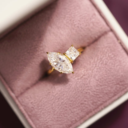 3 TCW Princess & Marquise Cut Toi Et Moi Lab-Grown Diamond Engagement Ring