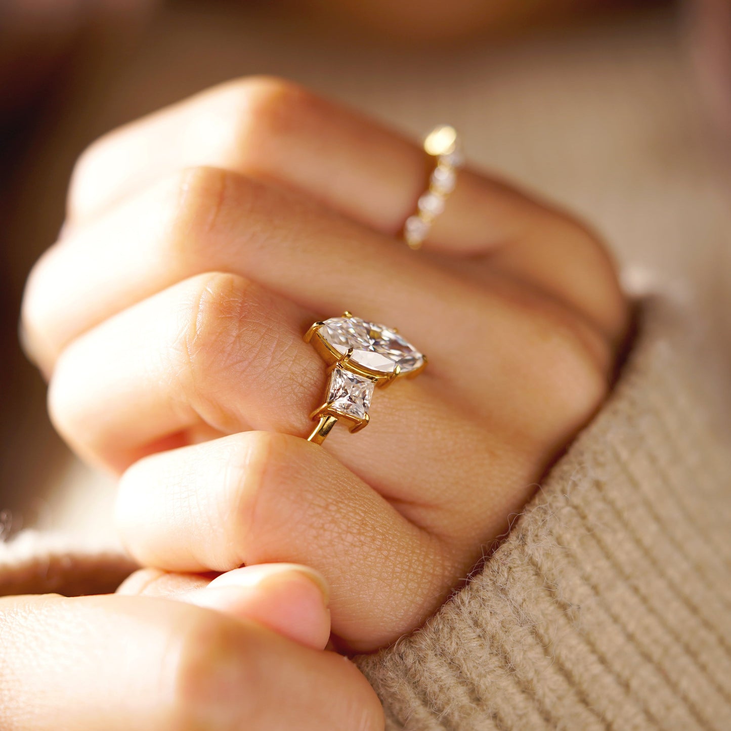 3 TCW Princess & Marquise Cut Toi Et Moi Lab-Grown Diamond Engagement Ring