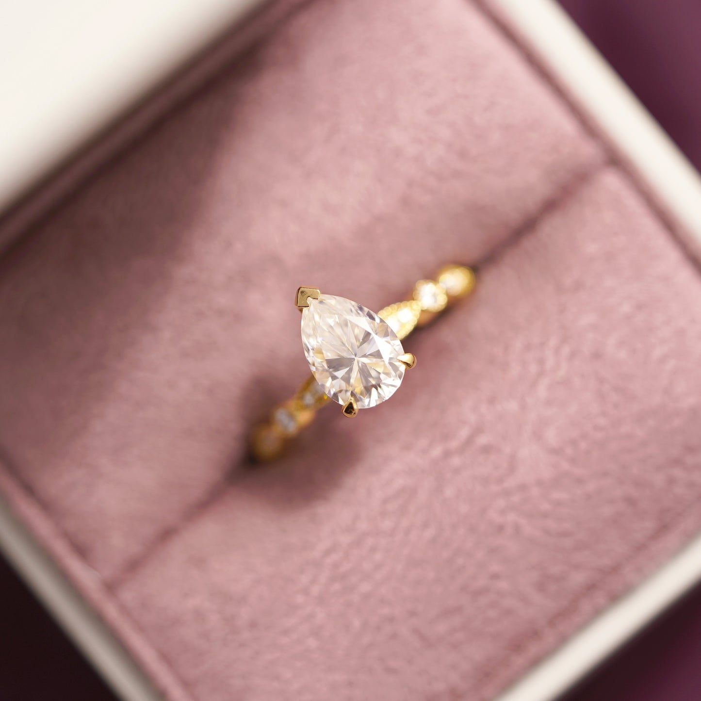 Pear Cut Milgrain Pave Lab-Grown Diamond Engagement Ring