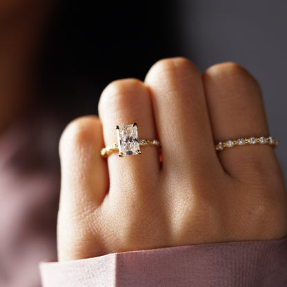 Radiant Cut Milgrain Pave Lab-Grown Diamond Engagement Ring